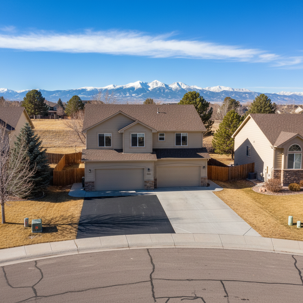 Completed asphalt patching work at a residential property in Parker, CO