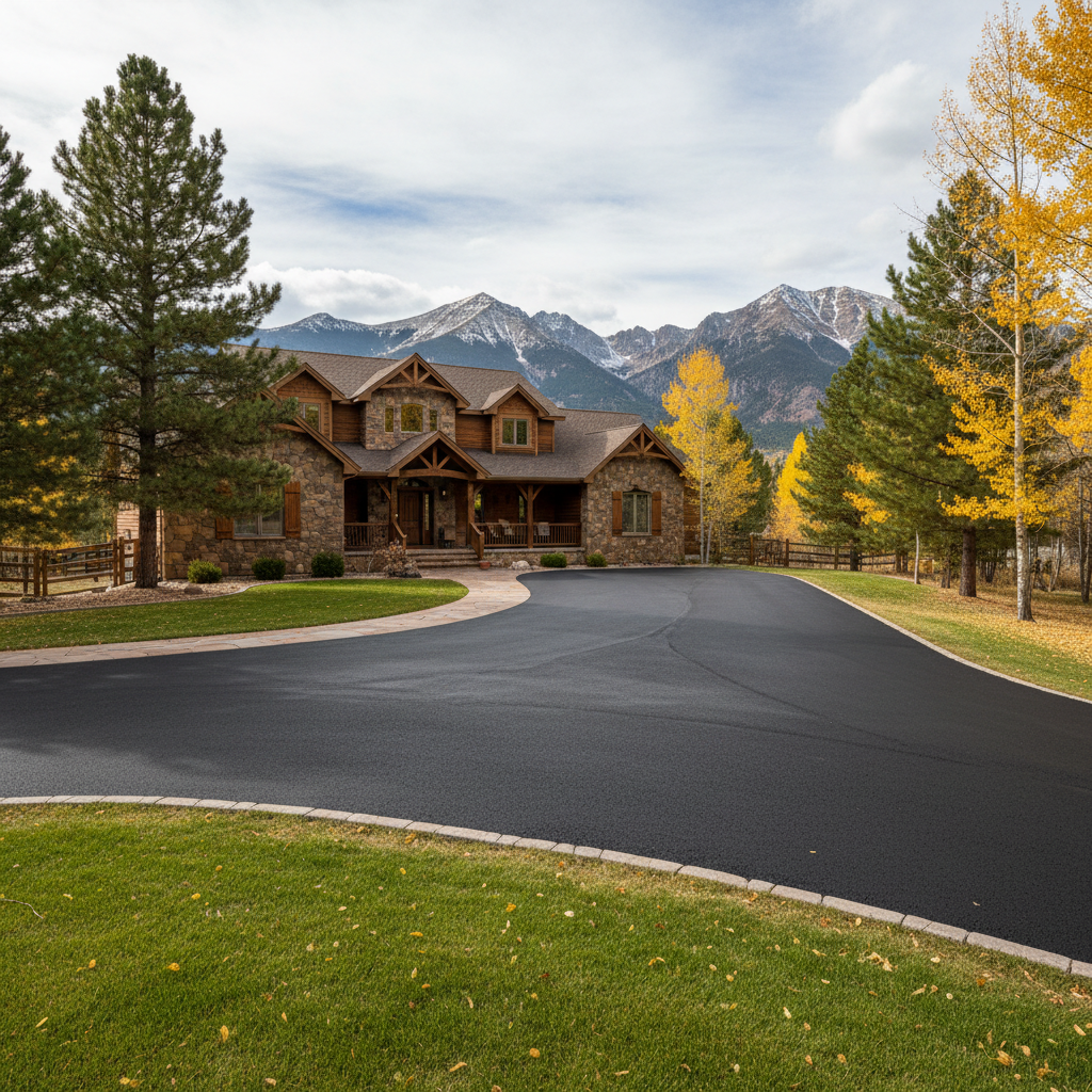 Completed asphalt sealcoating work at a residential property in Boulder, CO