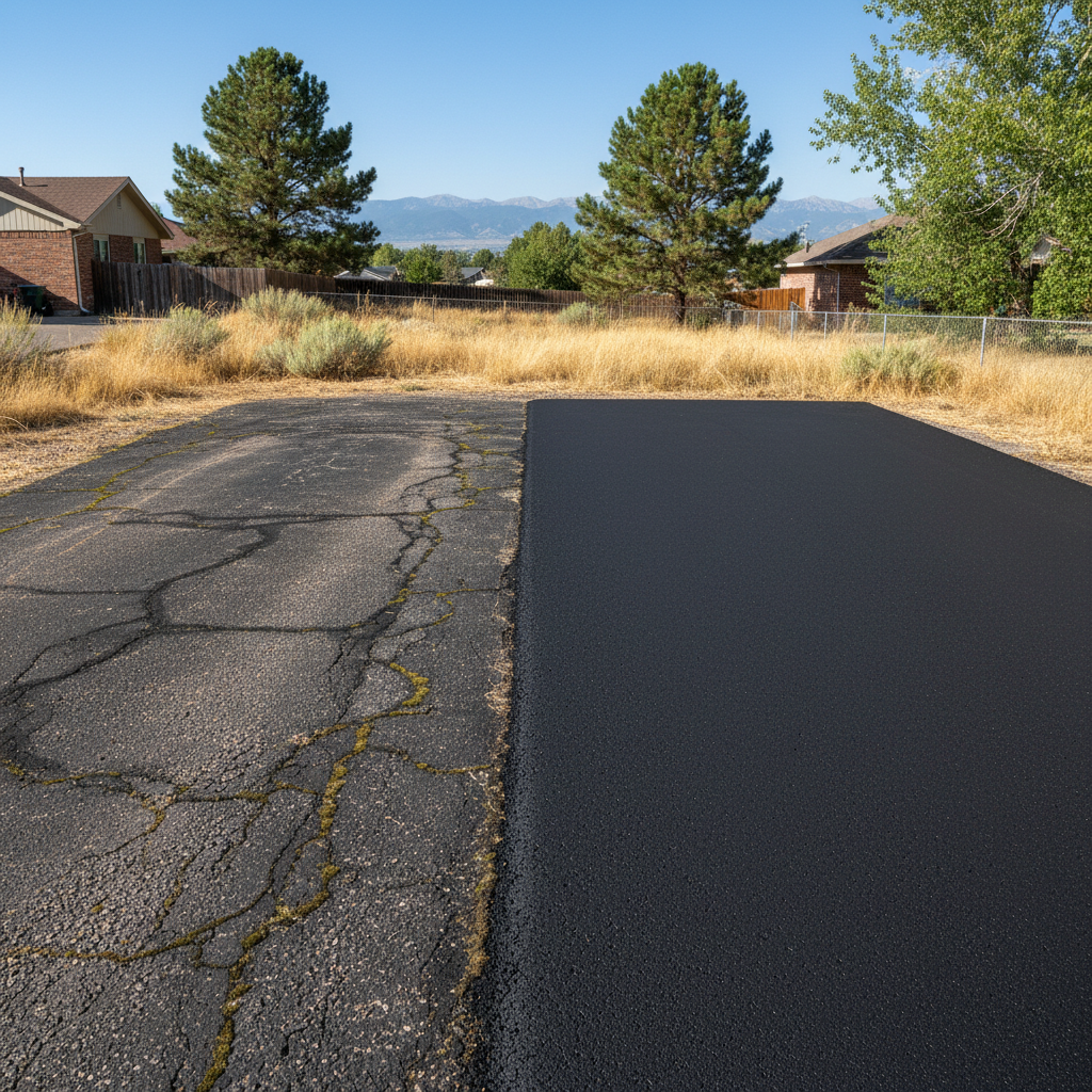Completed residential asphalt work at a residential property in Brighton, CO