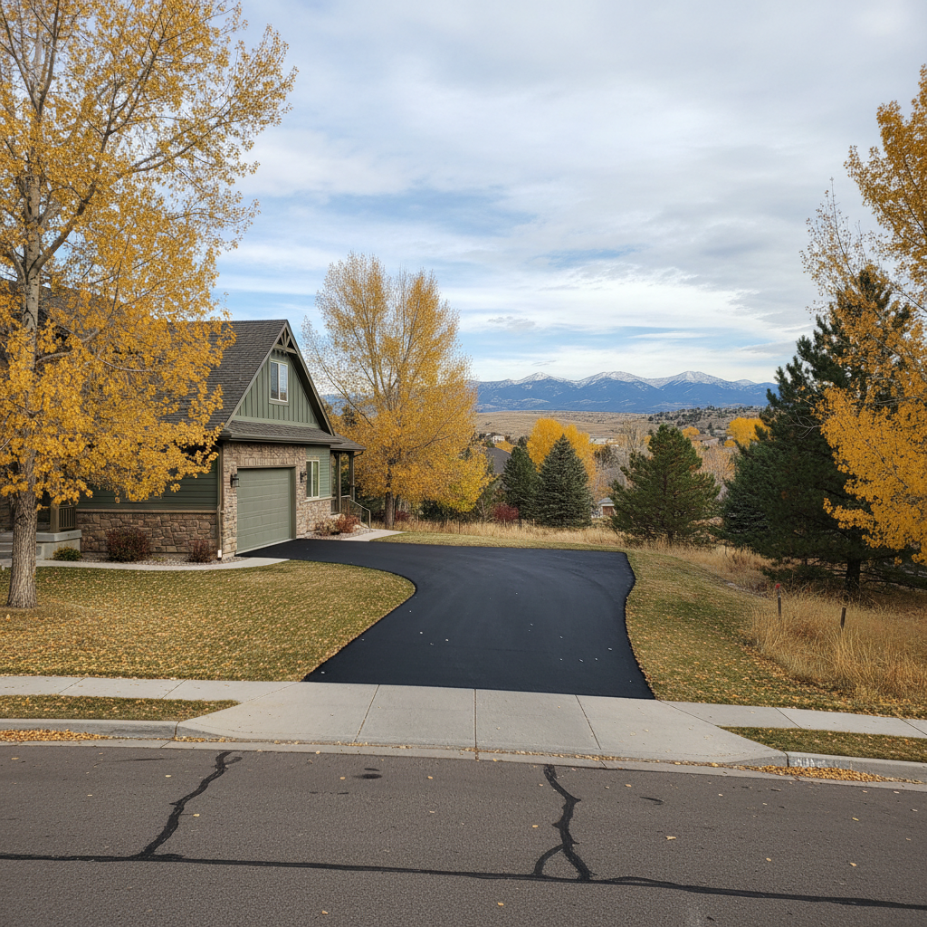 Completed driveway paving work at a residential property in Parker, CO