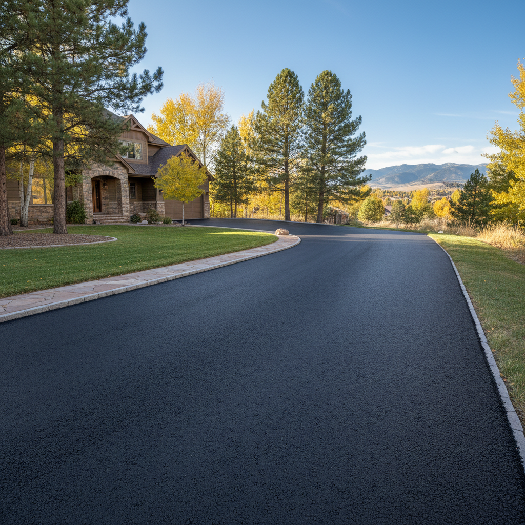 Completed asphalt paving work at a residential property in Denver, CO