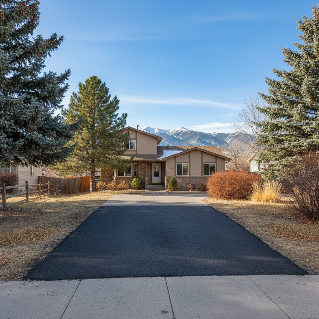 Completed asphalt repair work at a residential property in Lafayette, CO