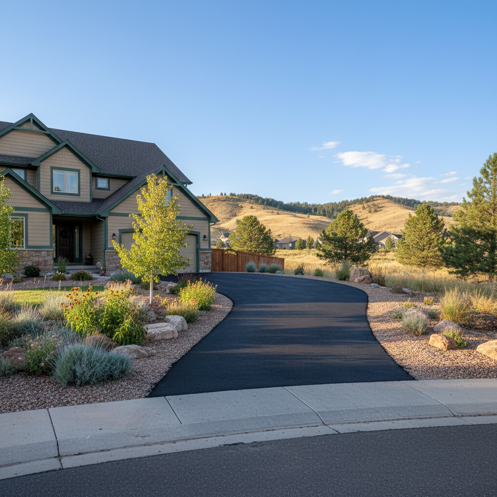 Completed asphalt repair work at a residential property in Lafayette, CO