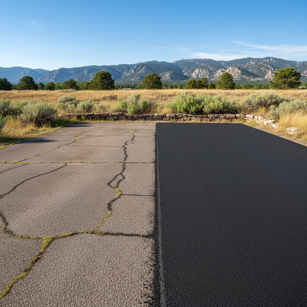 Completed parking lot paving work at a residential property in Lafayette, CO