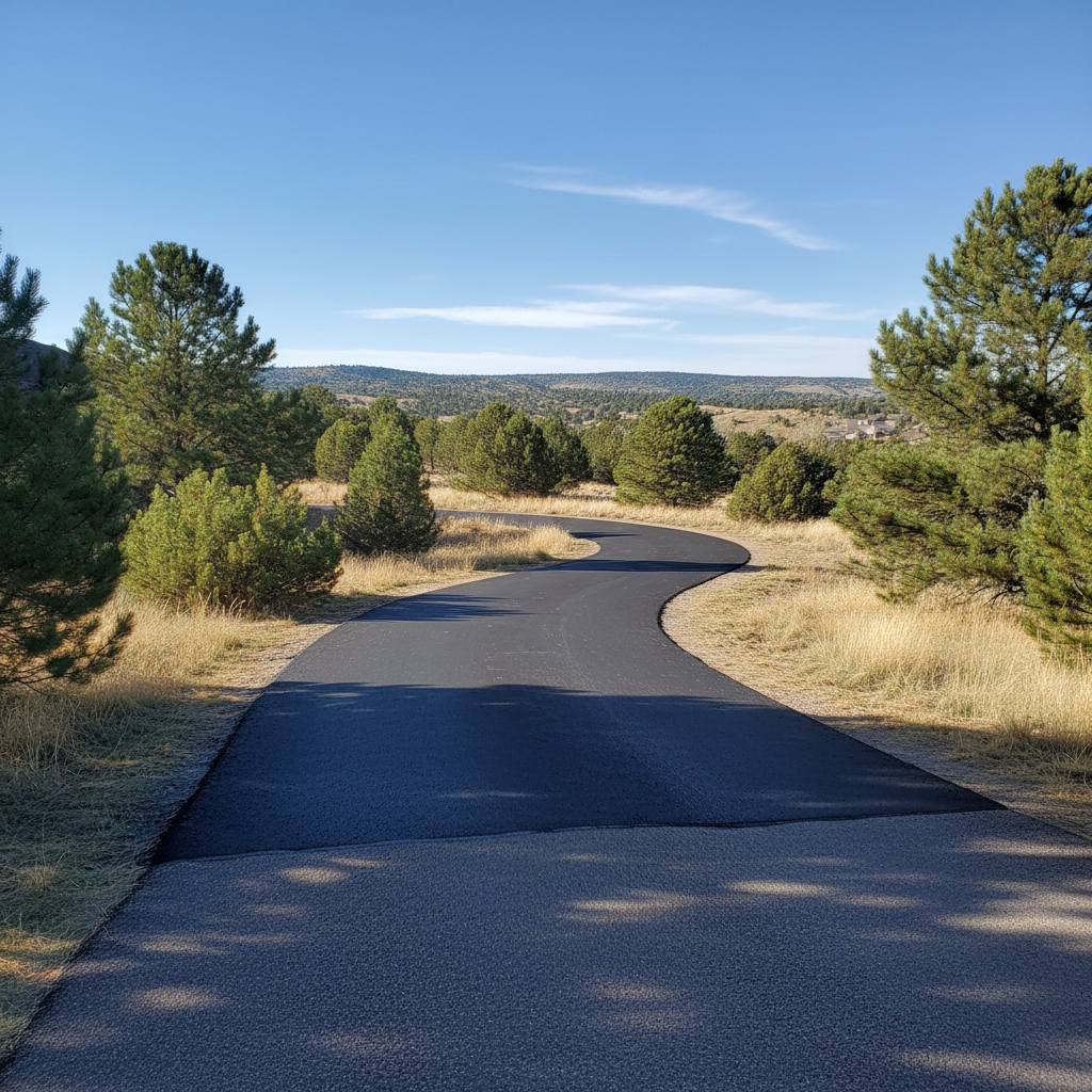 Completed asphalt repair work at a residential property in Parker, CO