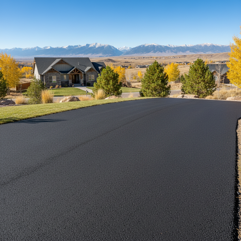 Completed driveway paving work at a residential property in Parker, CO