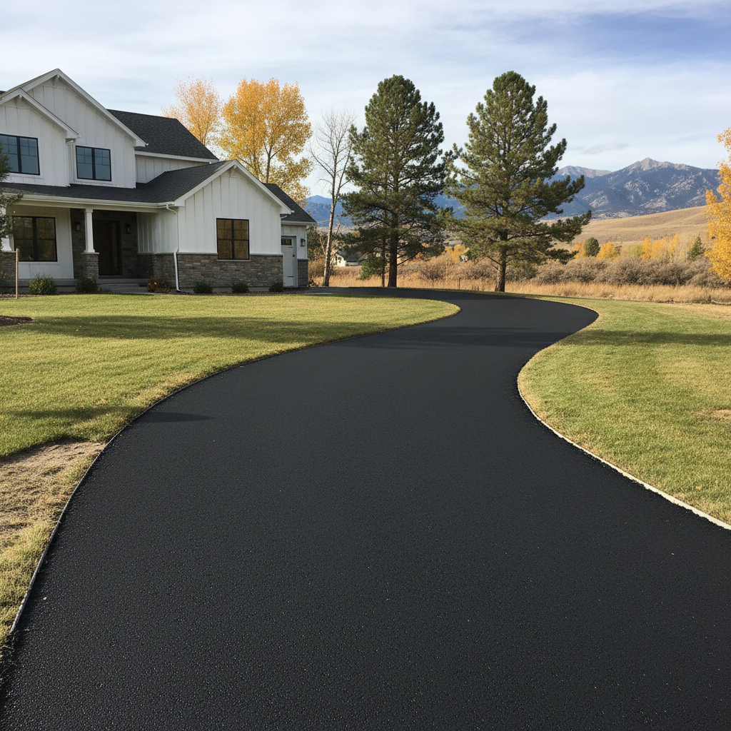 Completed driveway paving work at a residential property in Lafayette, CO