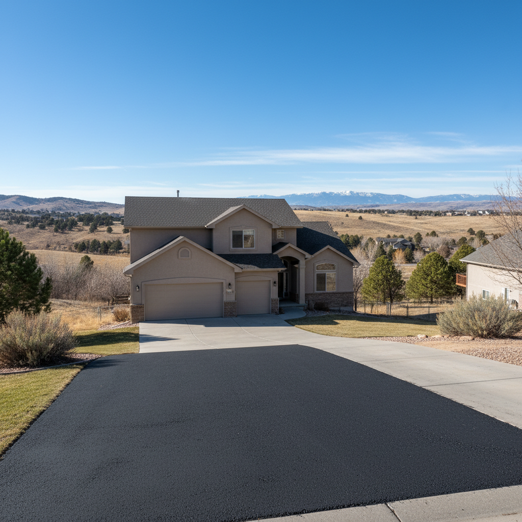 Completed asphalt repair work at a residential property in Loveland, CO