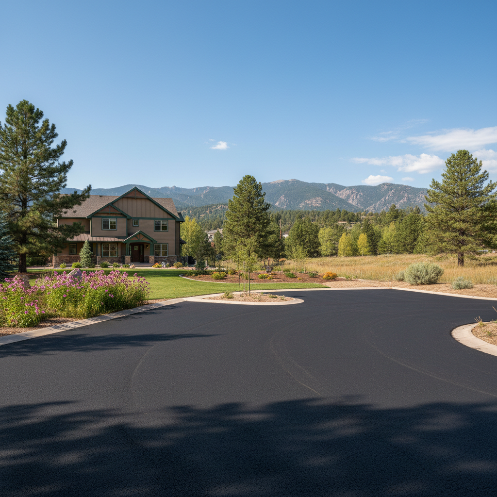 Completed parking lot paving work at a residential property in Lafayette, CO