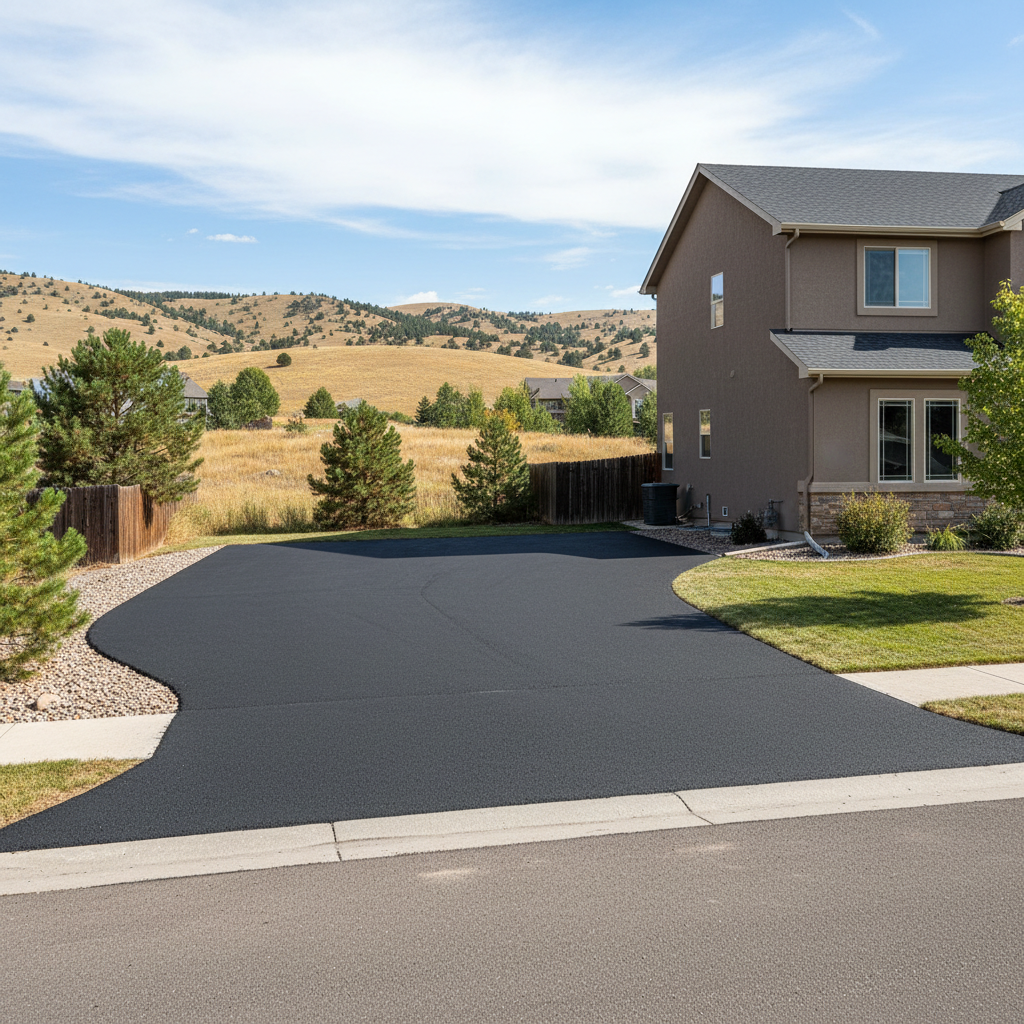 Completed parking lot paving work at a residential property in Lafayette, CO