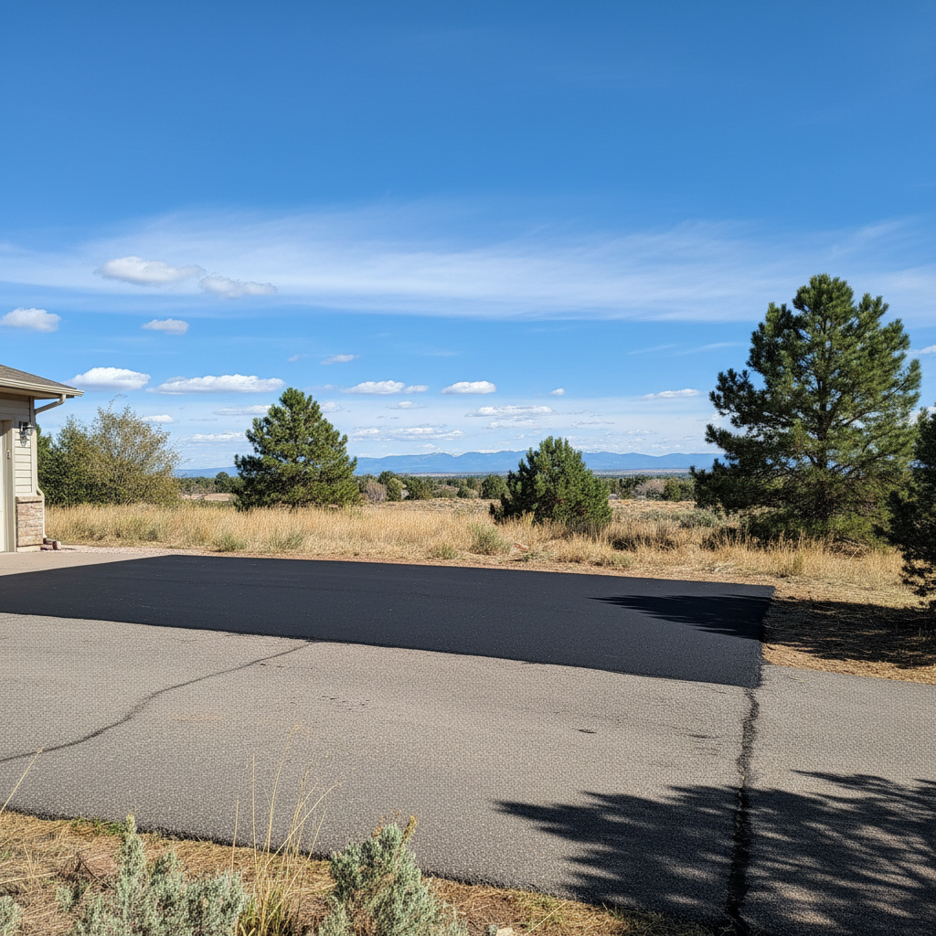 Completed asphalt patching work at a residential property in Lafayette, CO