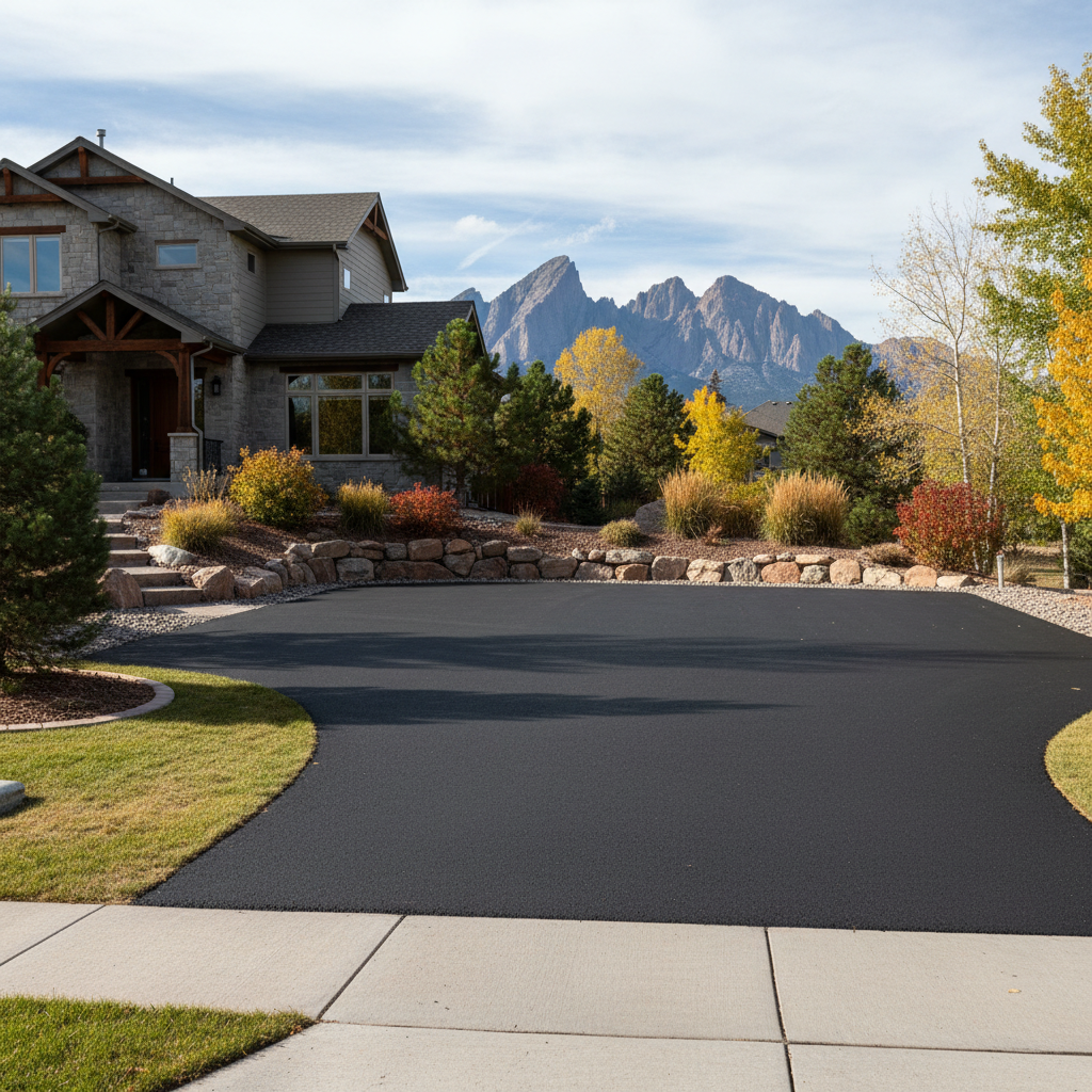 Completed parking lot paving work at a residential property in Lafayette, CO