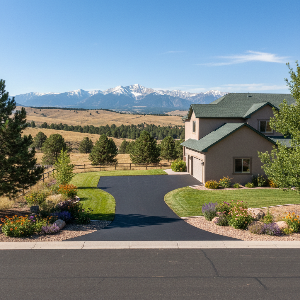 Completed driveway paving work at a residential property in Loveland, CO