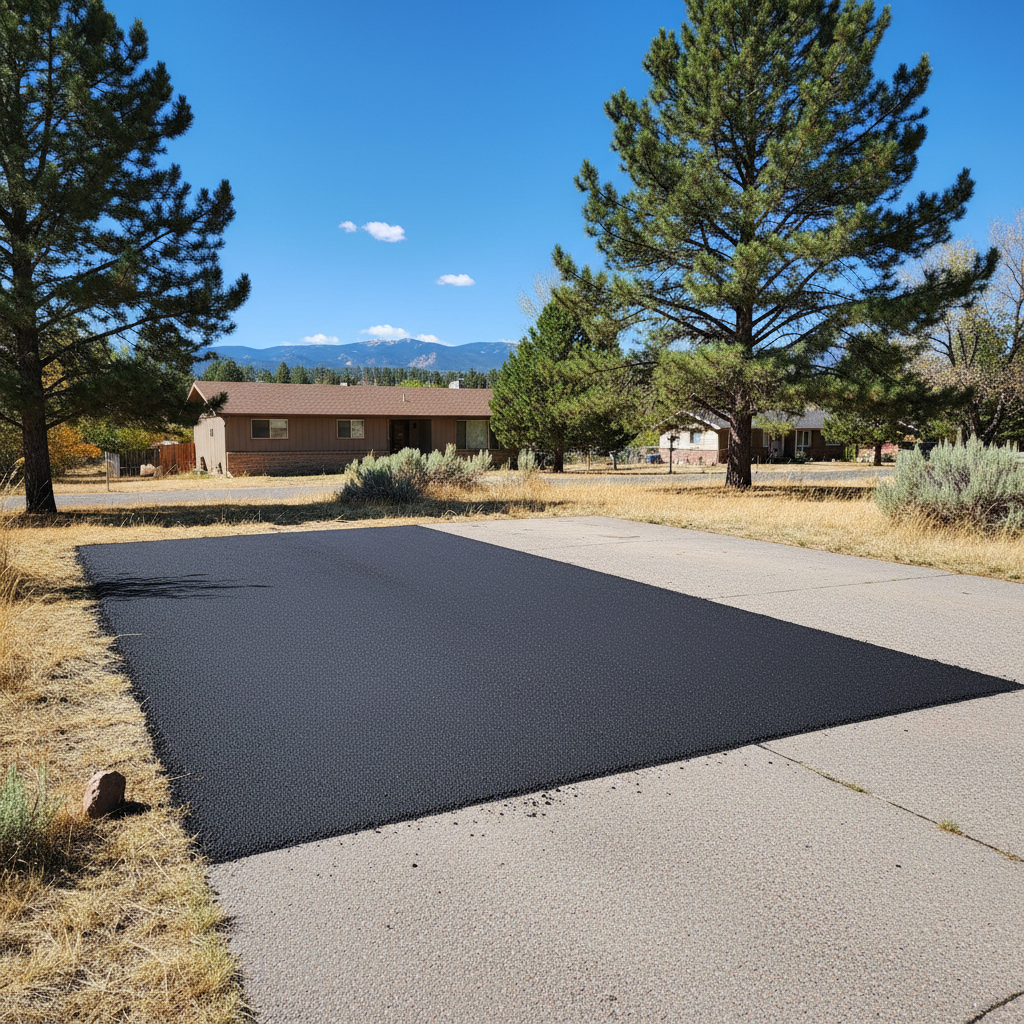 Completed asphalt repair work at a residential property in Lafayette, CO