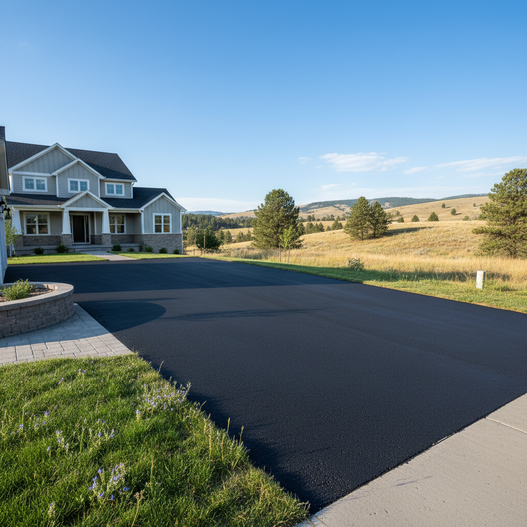 Completed asphalt sealcoating work at a residential property in Lafayette, CO