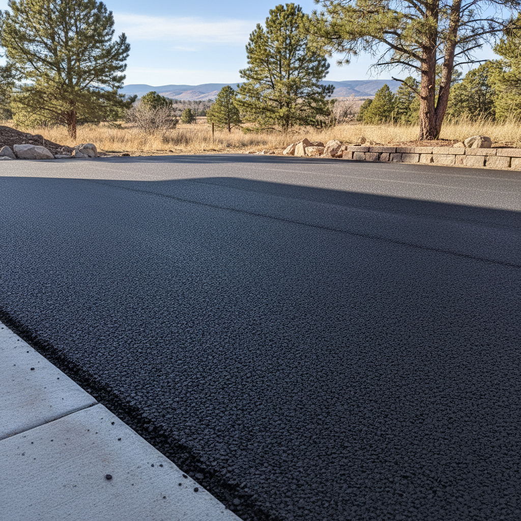 Completed driveway paving work at a residential property in Parker, CO