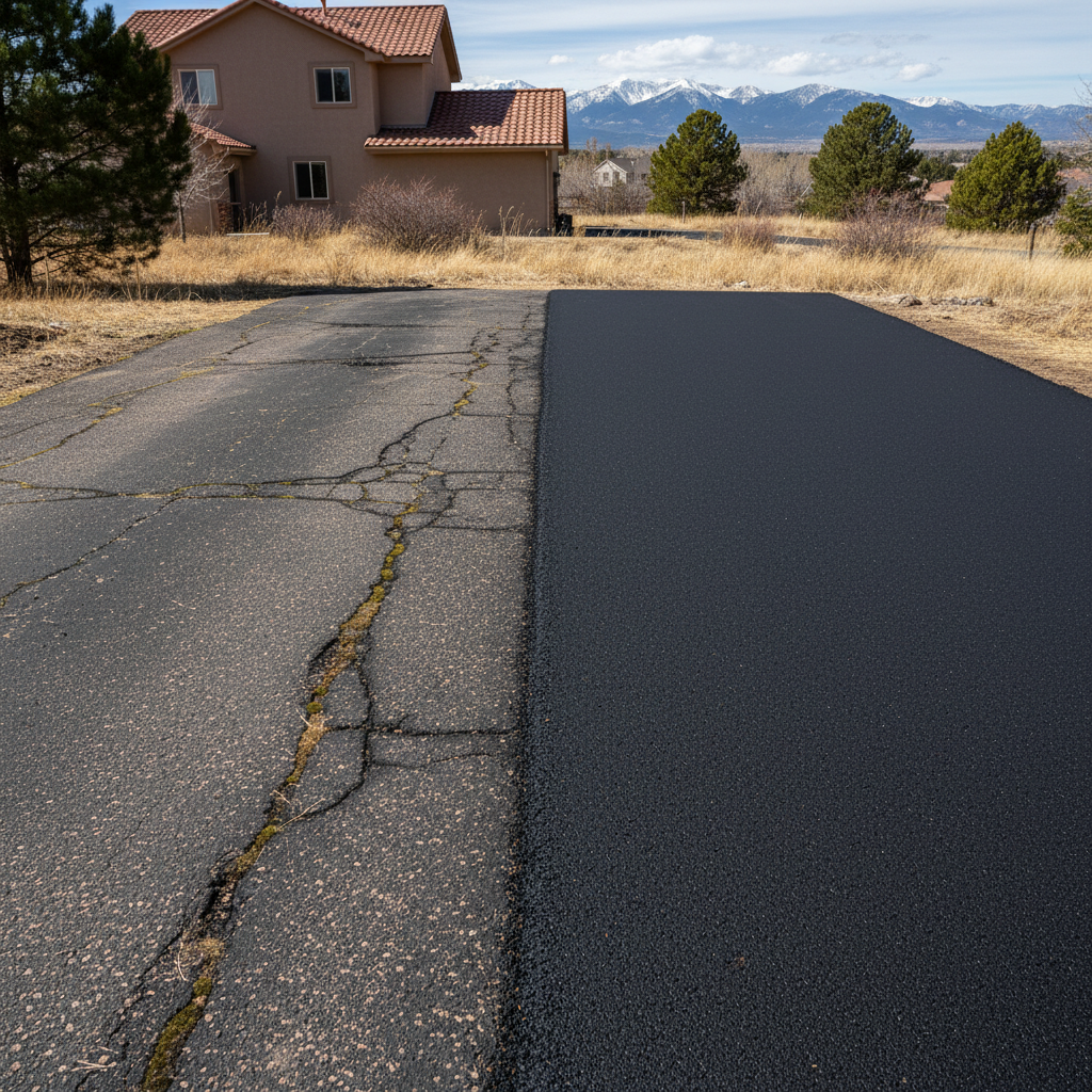 Completed residential asphalt work at a residential property in Fort Collins, CO