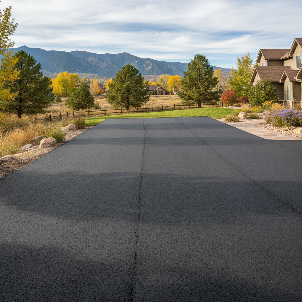 Completed parking lot paving work at a residential property in Lafayette, CO