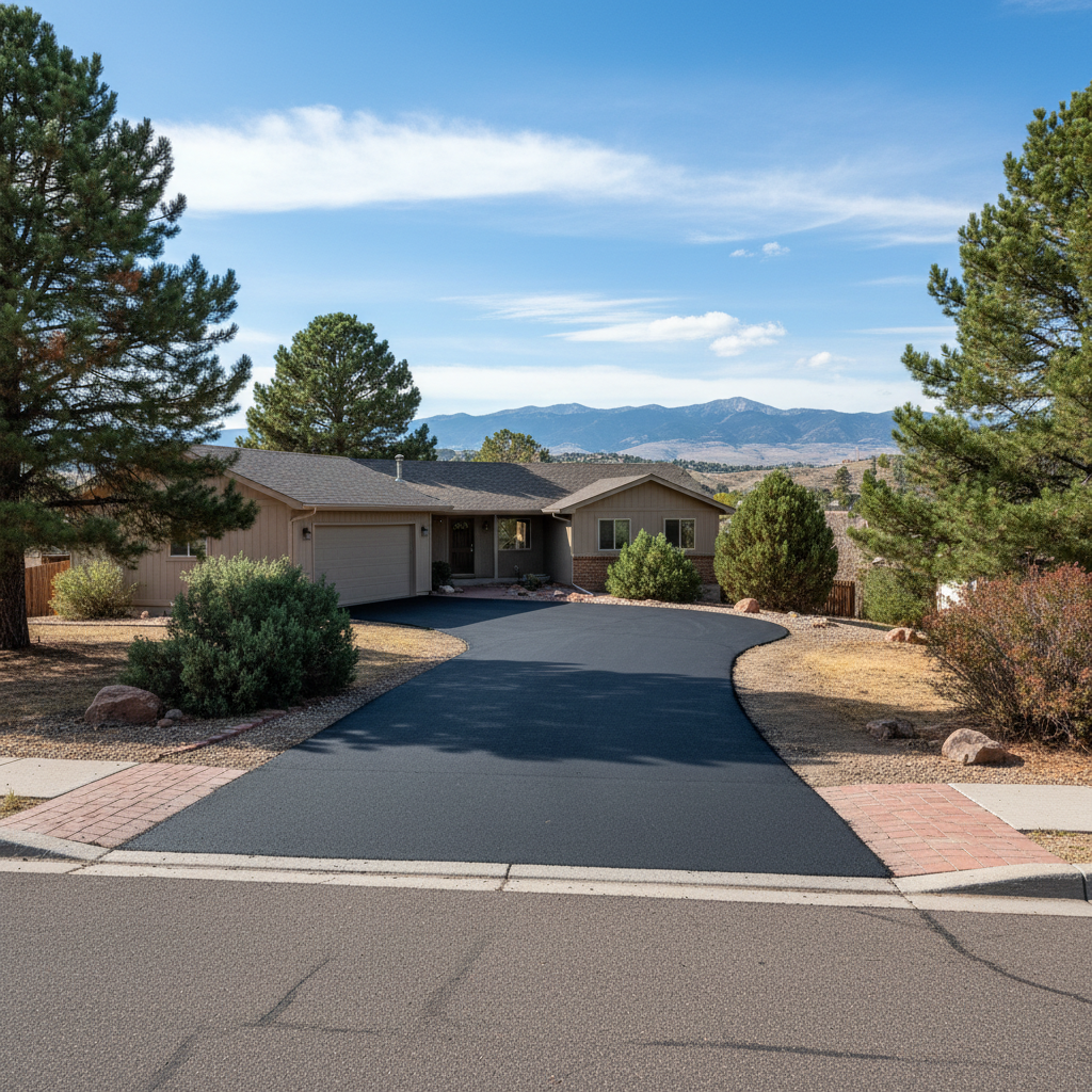 Completed driveway paving work at a residential property in Loveland, CO