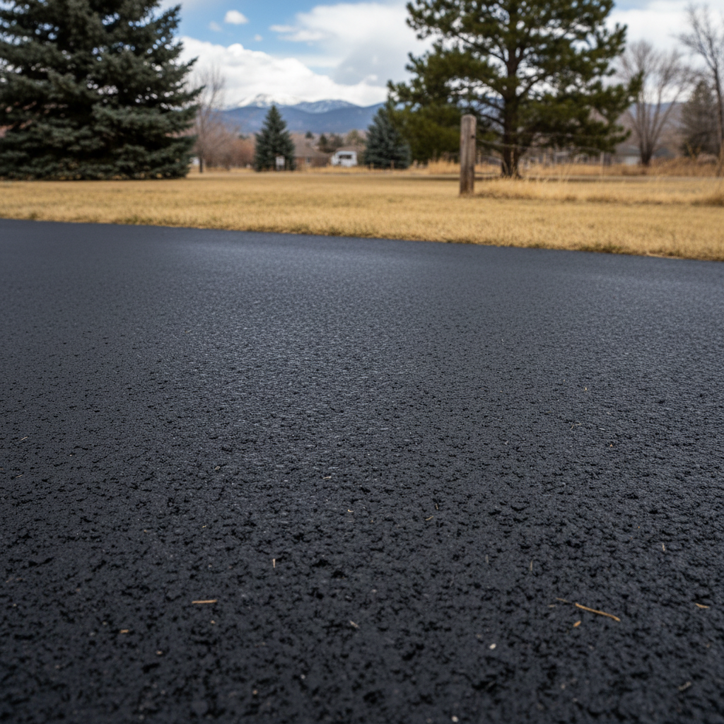 Completed asphalt paving work at a residential property in Fort Collins, CO