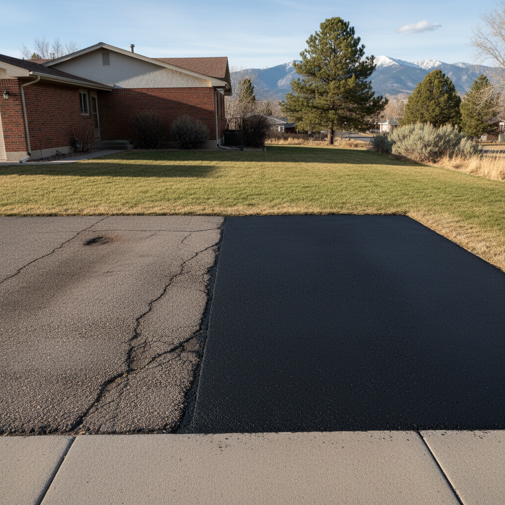 Completed slurry coating work at a residential property in Longmont, CO
