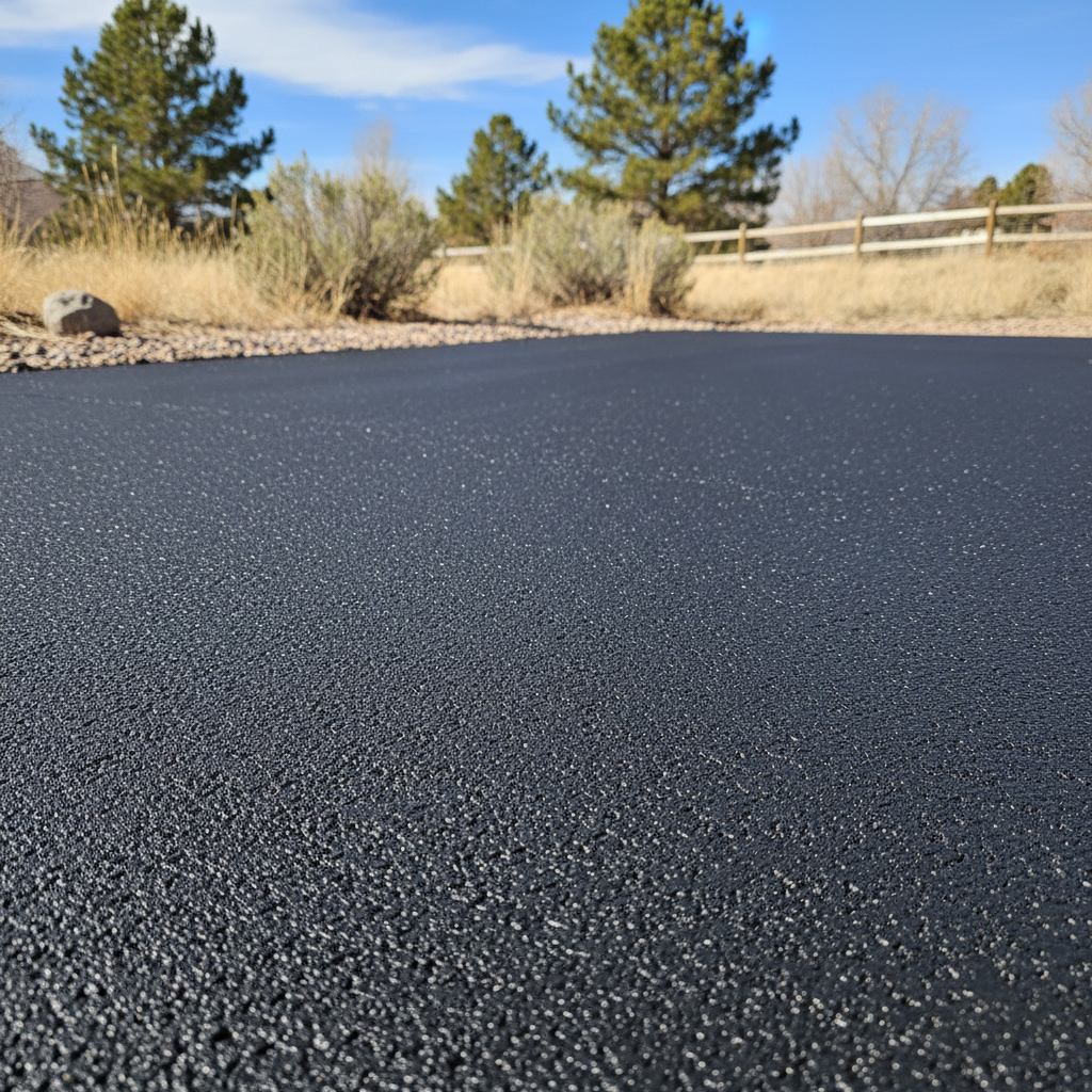 Completed asphalt sealcoating work at a residential property in Westminster, CO