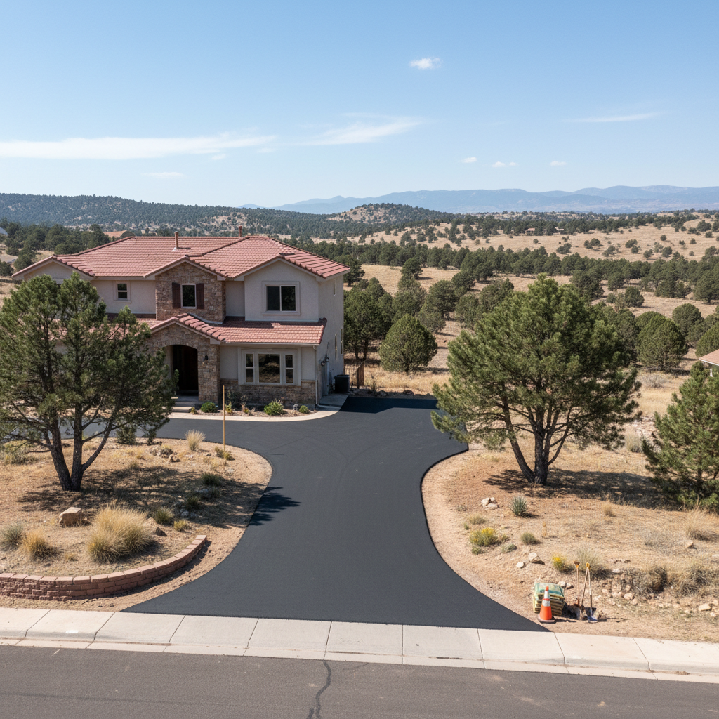 Completed asphalt paving work at a residential property in Pueblo, CO