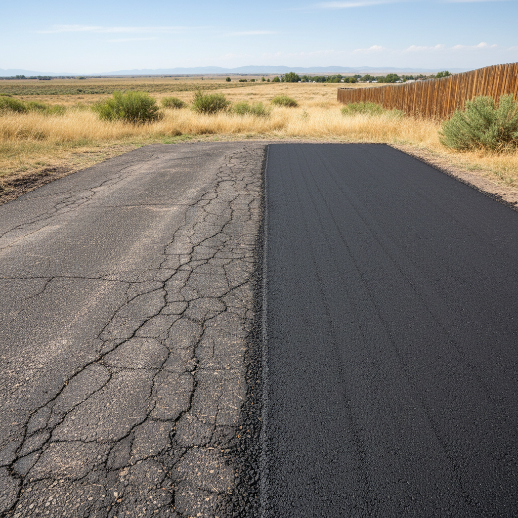 Completed asphalt milling work at a residential property in Greeley, CO
