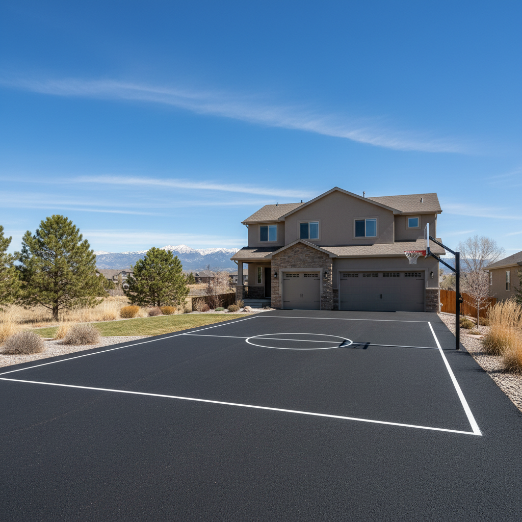 Completed asphalt striping work at a residential property in Westminster, CO