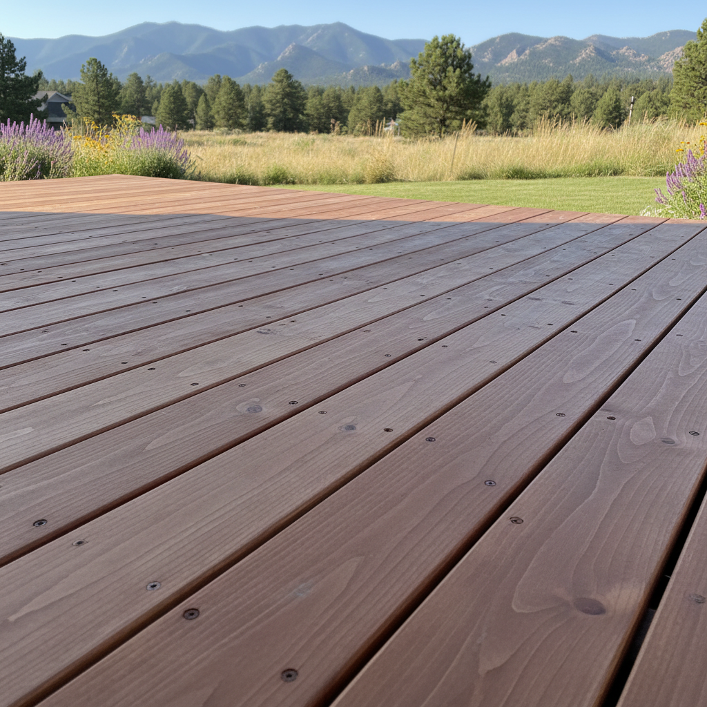 Completed wooden decks work at a residential property in Boulder, CO