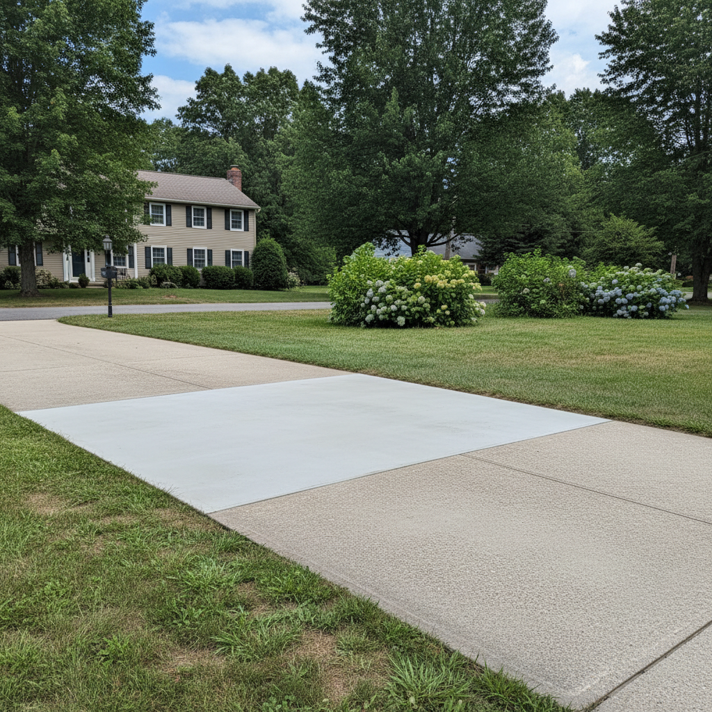 Completed concrete repair work at a residential property in Manchester, CT