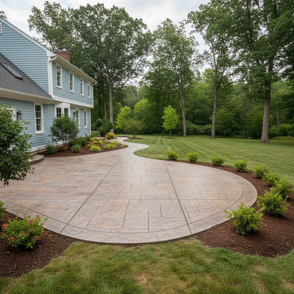 Completed decorative concrete work at a residential property in Hartford, CT