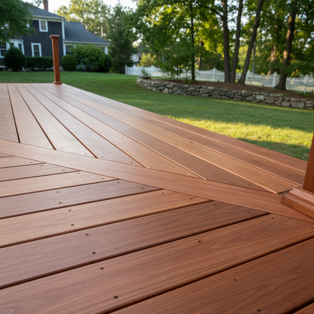 Completed wooden decks work at a residential property in Milford, CT