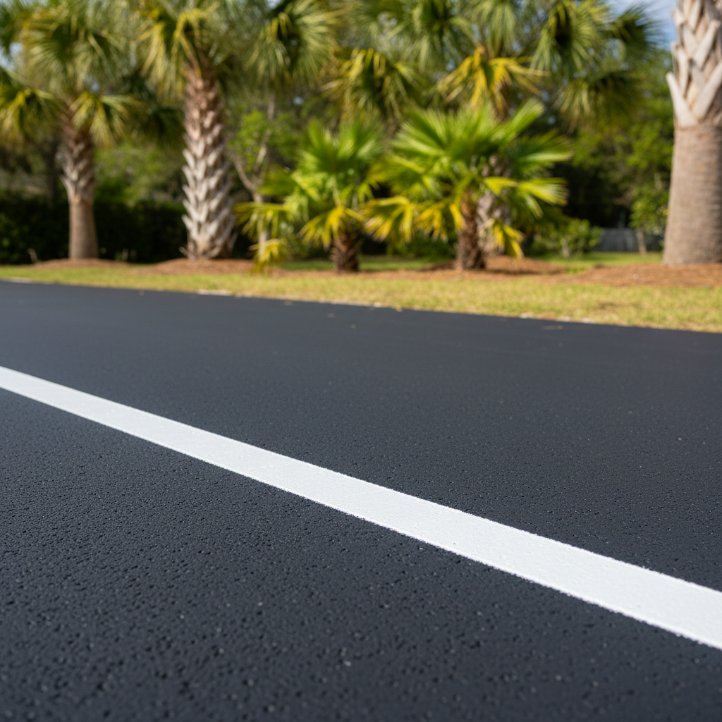 Completed asphalt striping work at a residential property in Jacksonville, FL