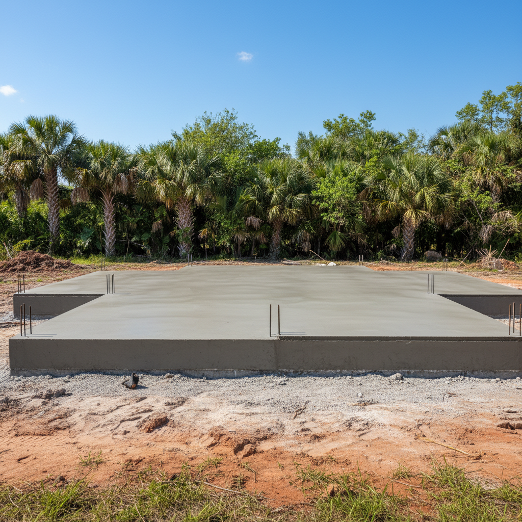 Completed concrete foundations work at a residential property in Lehigh Acres, FL