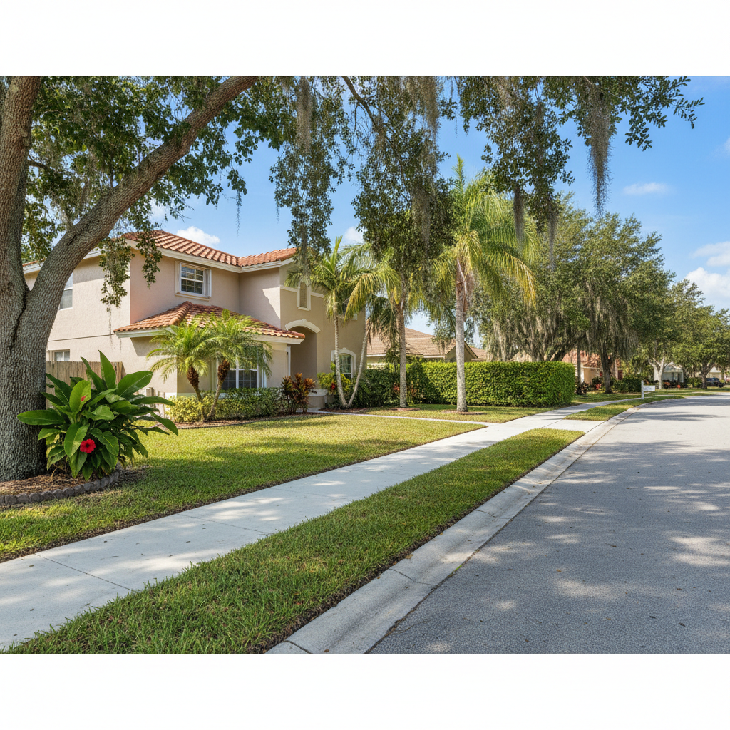 Completed concrete sidewalks work at a residential property in Miramar, FL