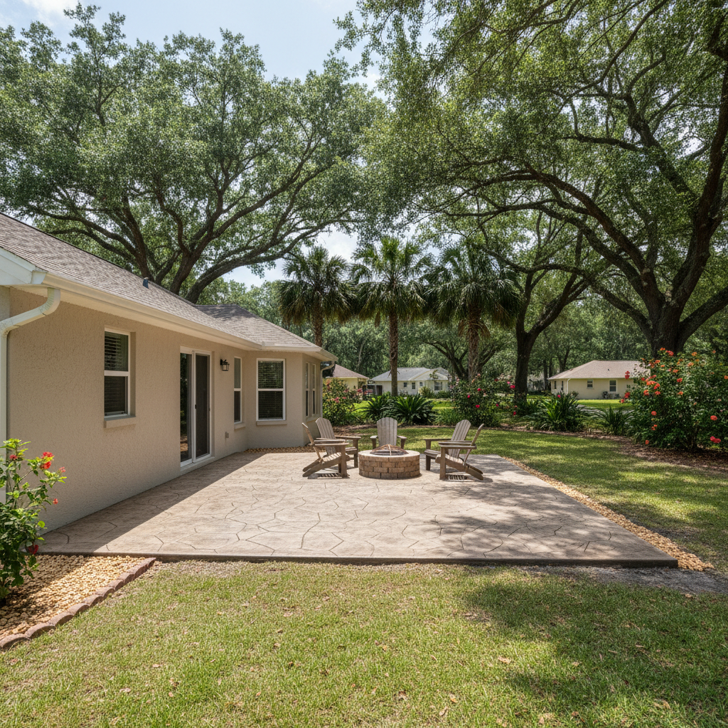 Completed concrete patios work at a residential property in Tallahassee, FL