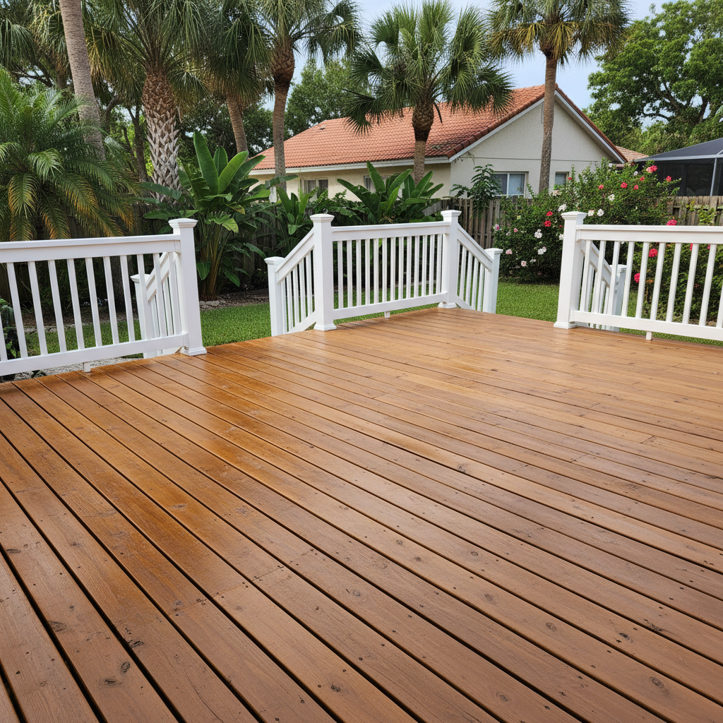 Completed deck painting & staining work at a residential property in West Palm Beach, FL