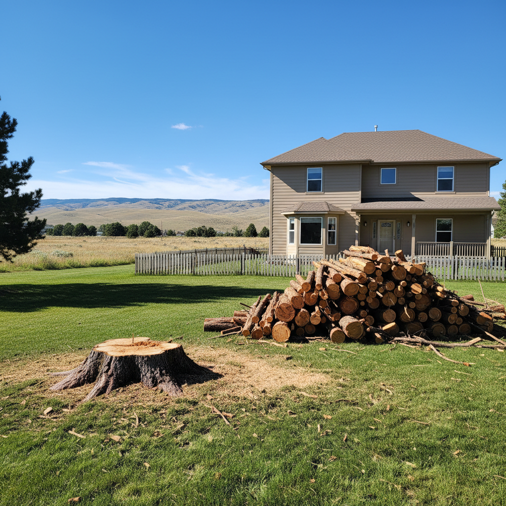 Completed tree removal work at a residential property in Billings, MT