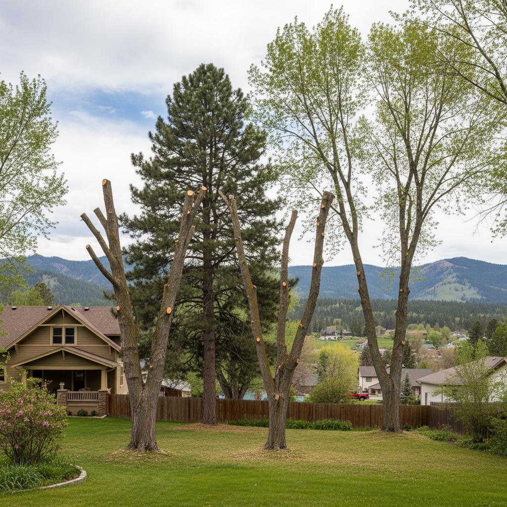 Completed tree trimming work at a residential property in Missoula, MT