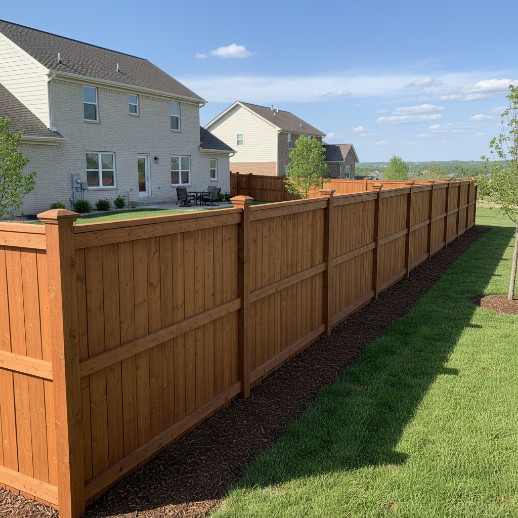 Completed privacy fence installation work at a residential property in Omaha, NE