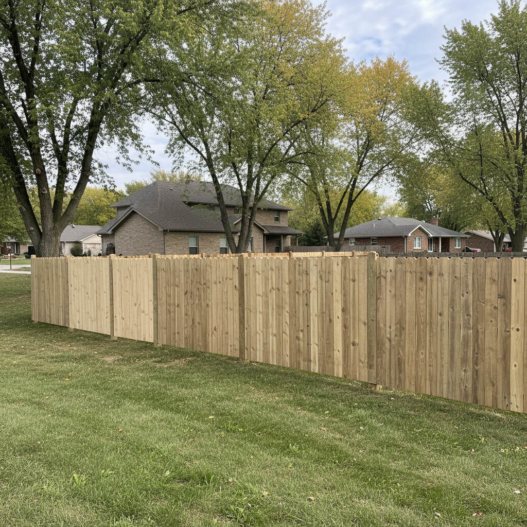 Completed fence repair work at a residential property in Bellevue, NE
