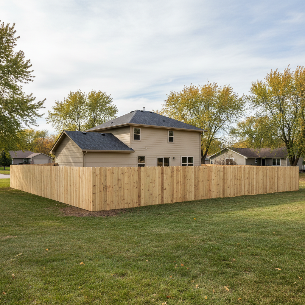 Completed privacy fence installation work at a residential property in Lincoln, NE
