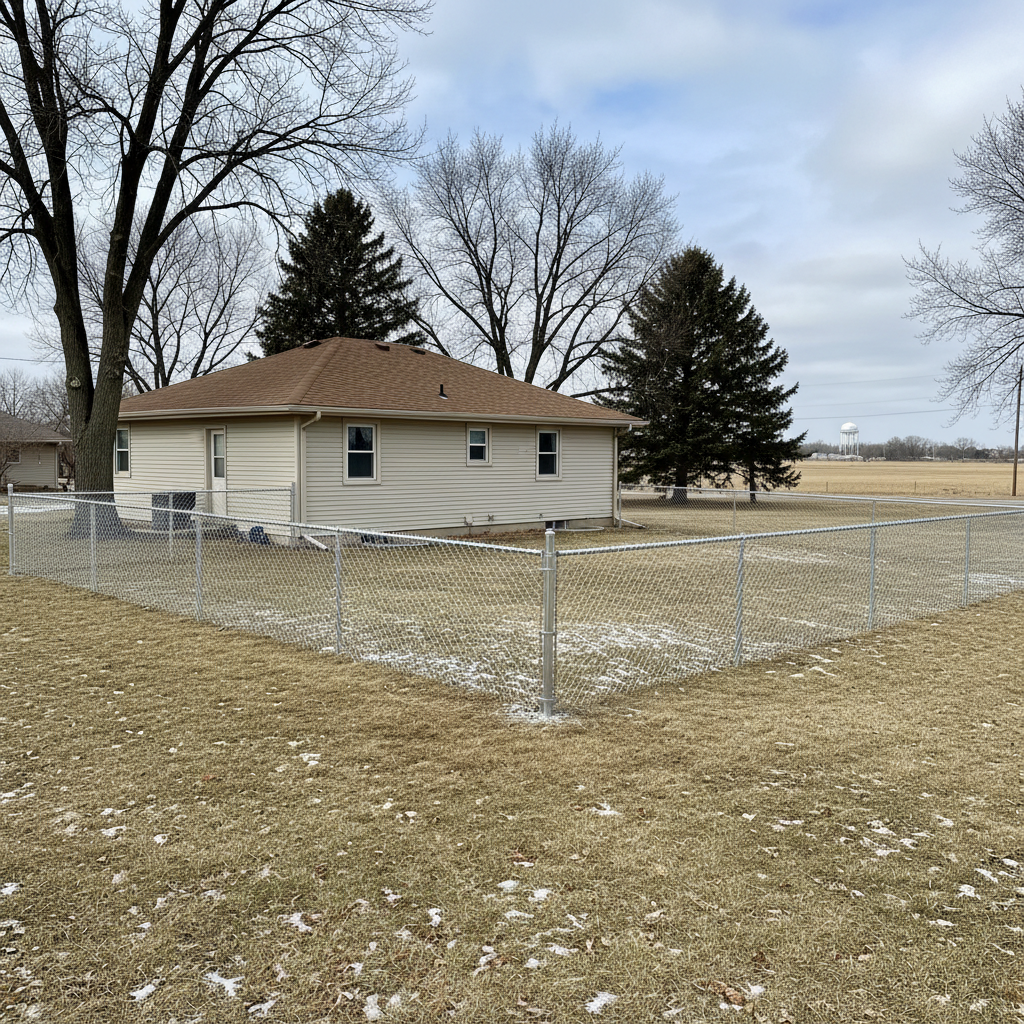 Completed chain link fence installation work at a residential property in Lincoln, NE
