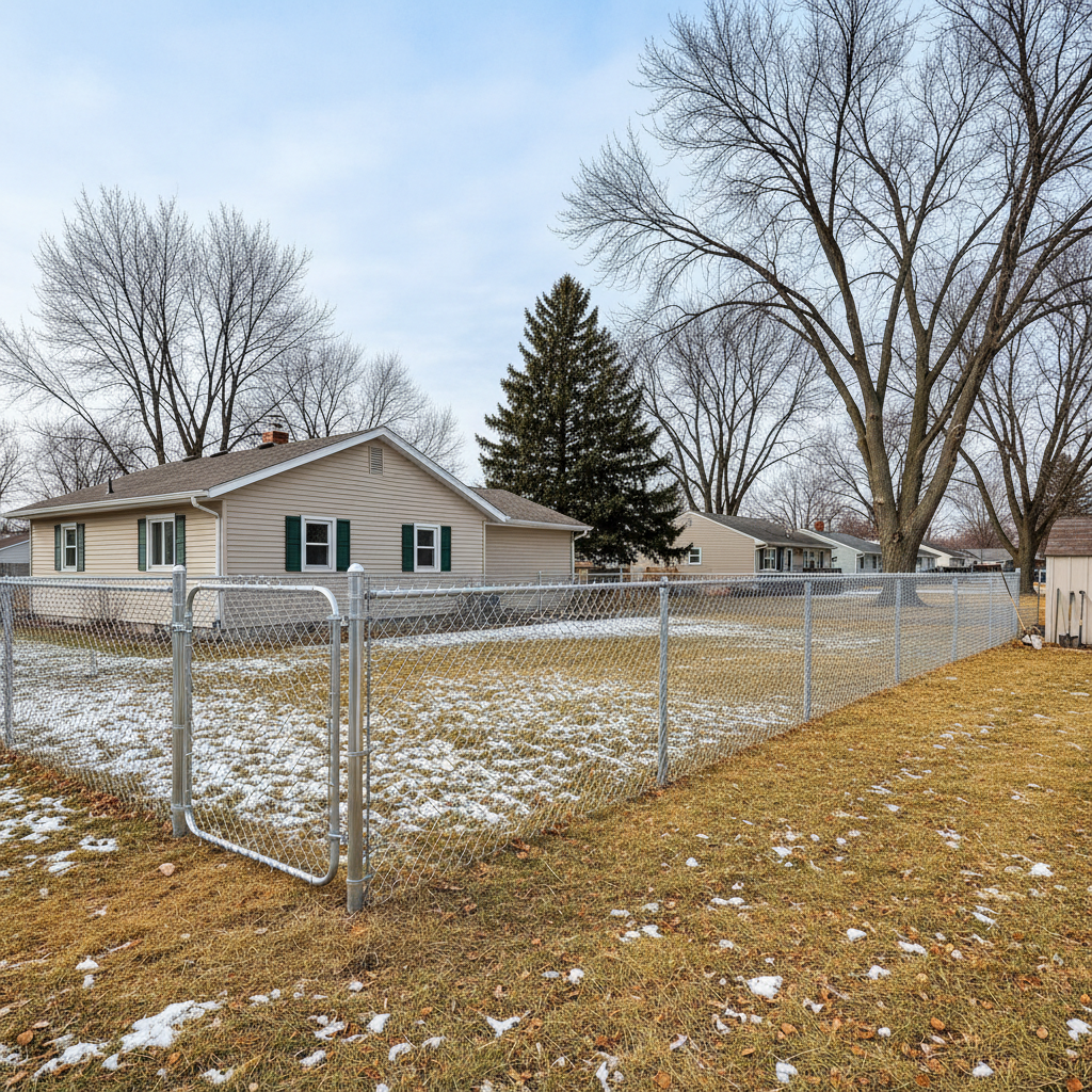 Completed chain link fence installation work at a residential property in Lincoln, NE