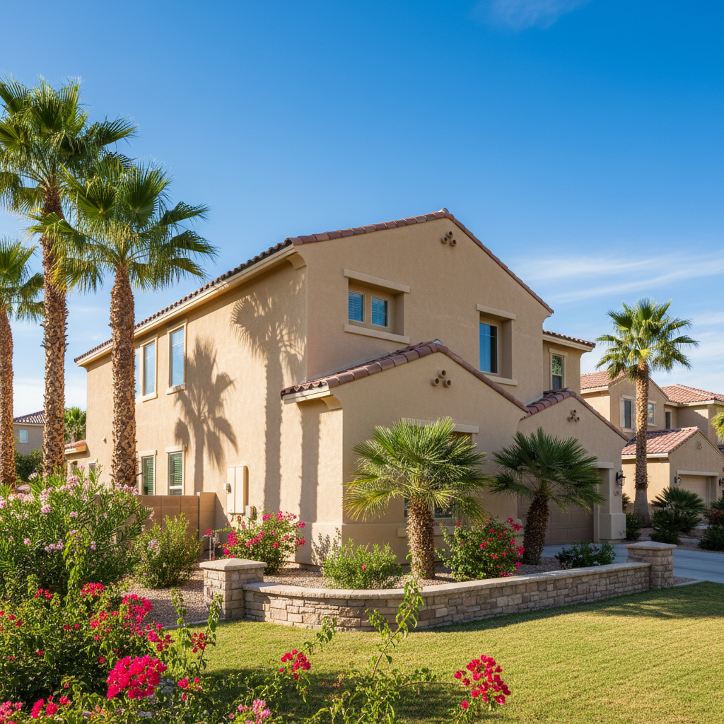 Completed residential stucco work at a residential property in Las Vegas, NV
