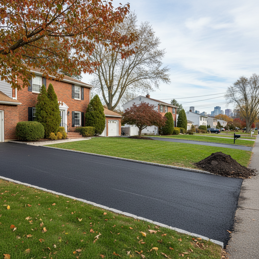 Completed asphalt milling work at a residential property in Jersey City, NJ