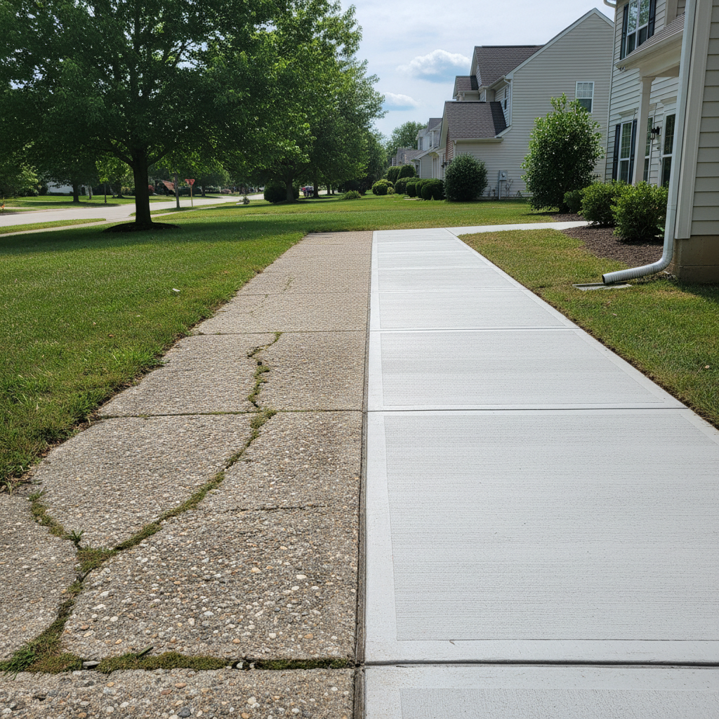 Completed concrete sidewalks work at a residential property in Toms River, NJ