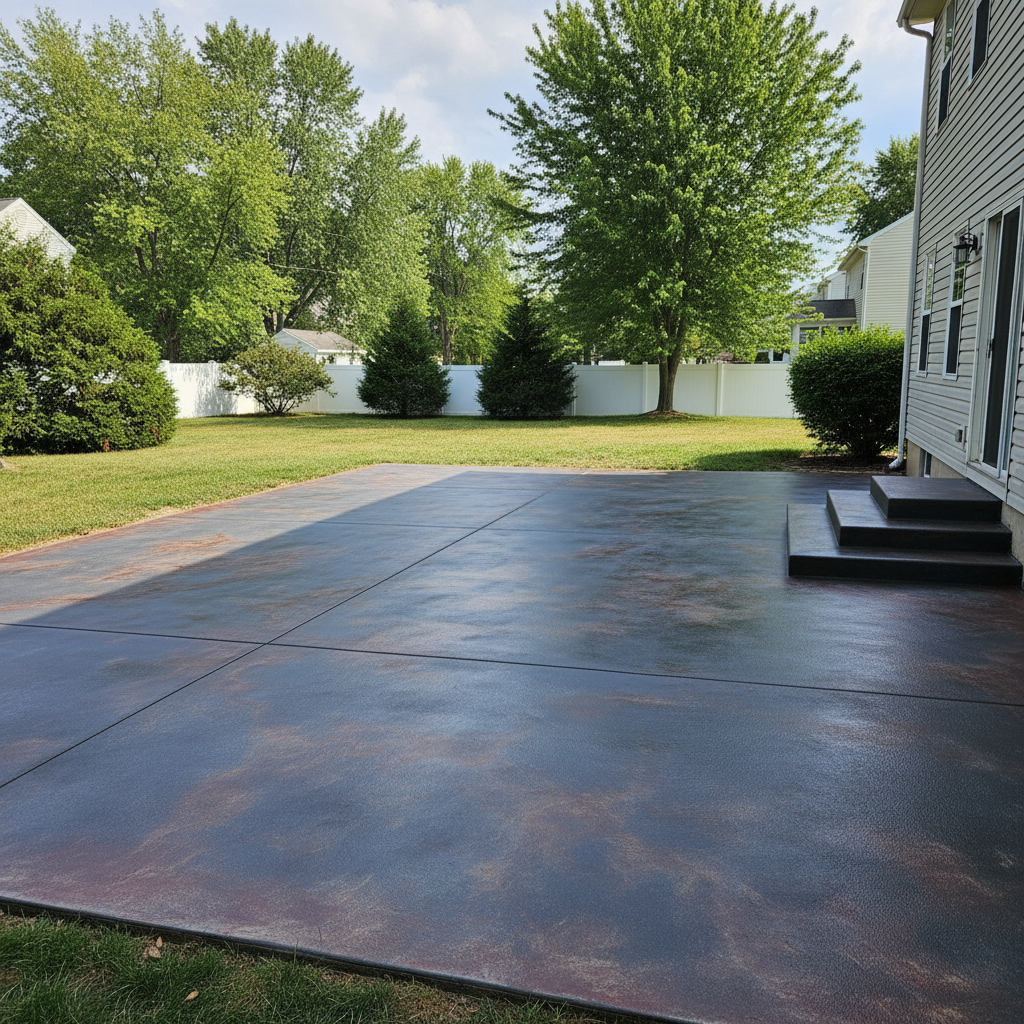 Completed concrete staining work at a residential property in Toms River, NJ