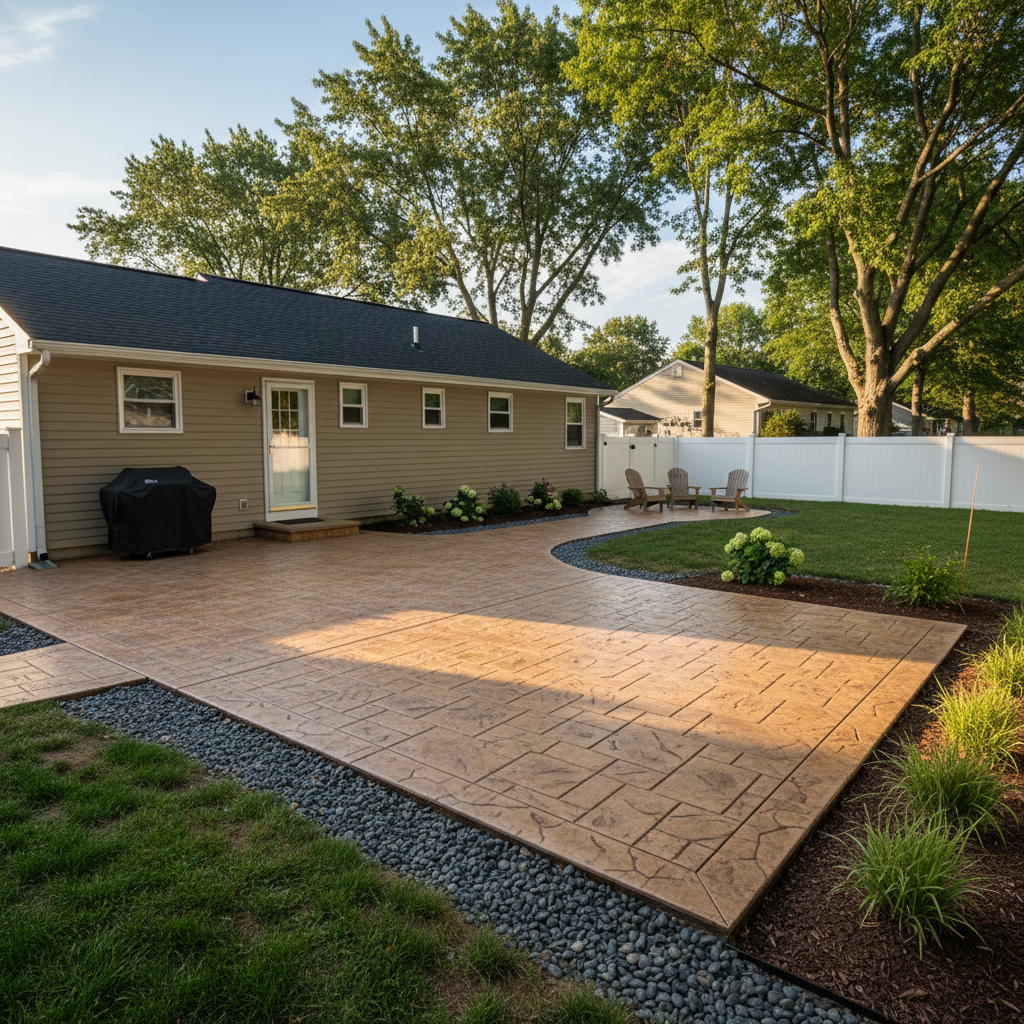 Completed decorative concrete work at a residential property in Toms River, NJ